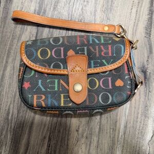 Dooney & Bourke vintage genuine leather wristlet clutch bag multicolor Y2K